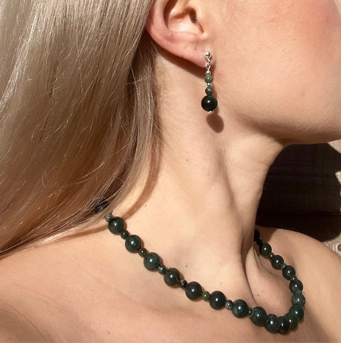Green Agate Drop Earrings